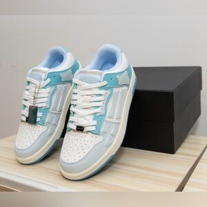 AMIRI Skeleton Top Sneakers White Light Blue Size 8 Brand New With Box